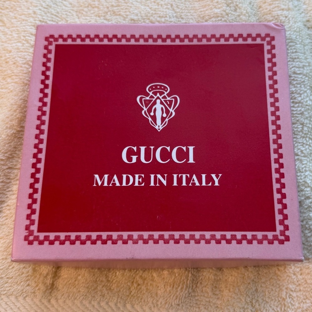 Gucci Vintage Dark Brown Leather Bifold Wallet with Metal Logo Bar and Box - Picture 5 of 9